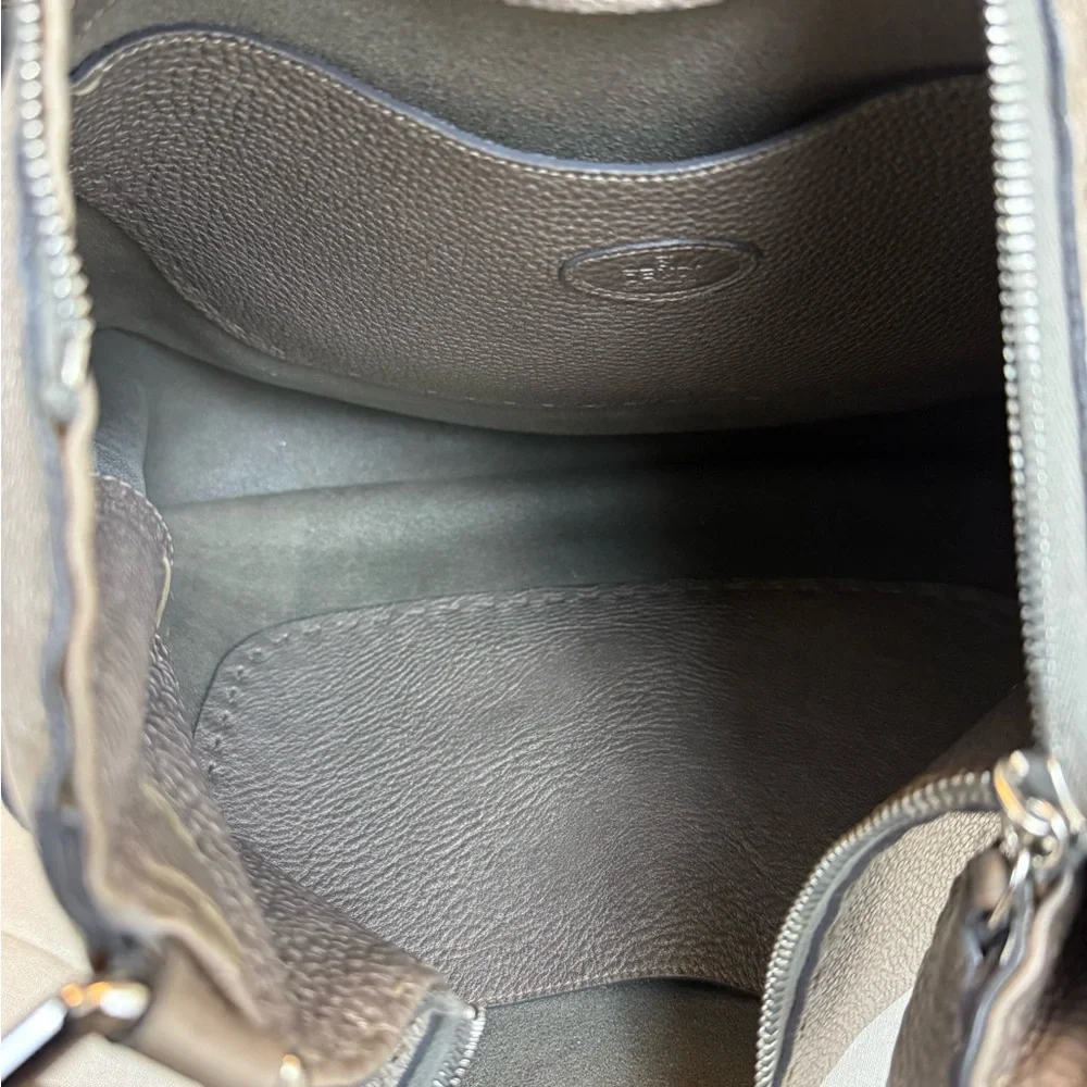 Fendi‎ Pewter Selleria Textured Leather Hobo Women's Bag Metallic Silver